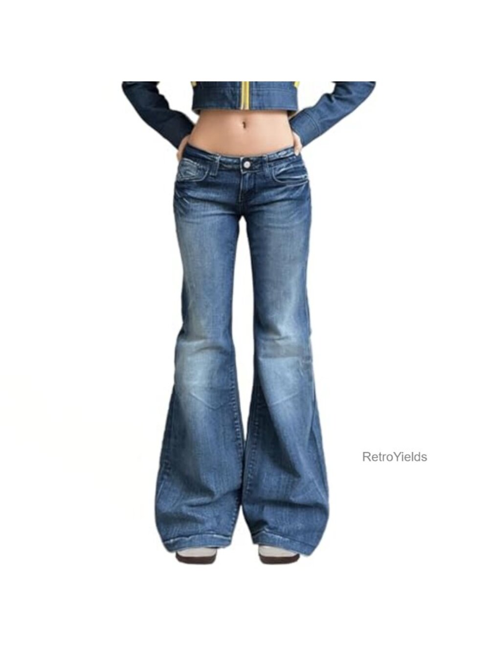 Women's Low Waisted Flared Stretch Denim Bell Bottom Jeans